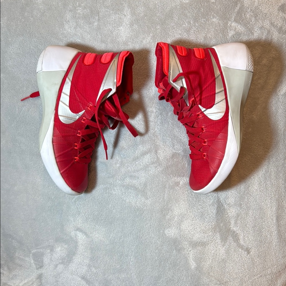 Nike Red and White Hyper Dunk Basketball Sneakers
